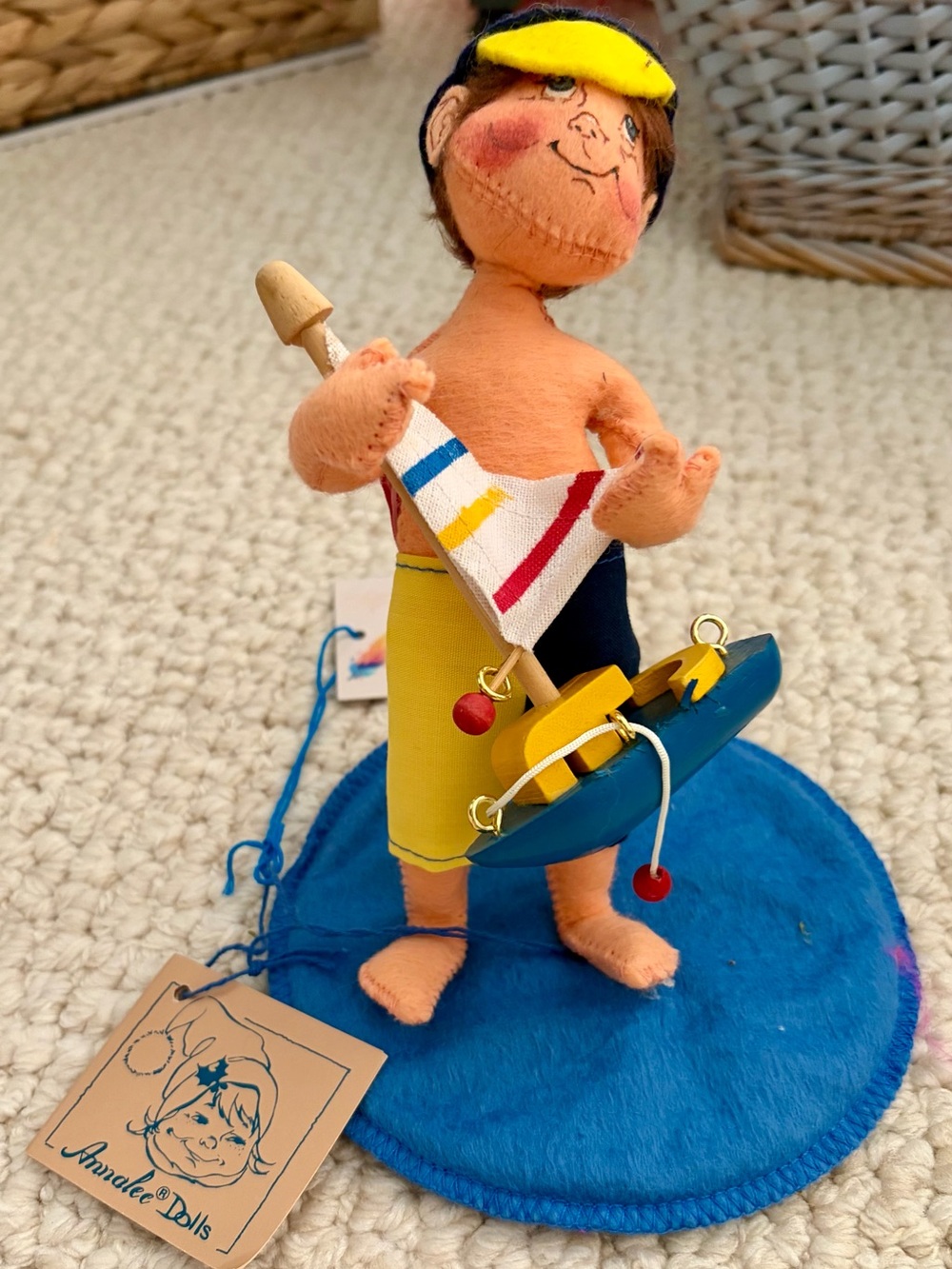 Annalee Yellow-Sailed Boy with Blue Base - Kids Toy Collectible